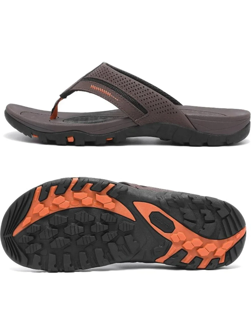 Men's Brown Flip-flops Thongs Sandals Durable Comfort Slippers For Casual
